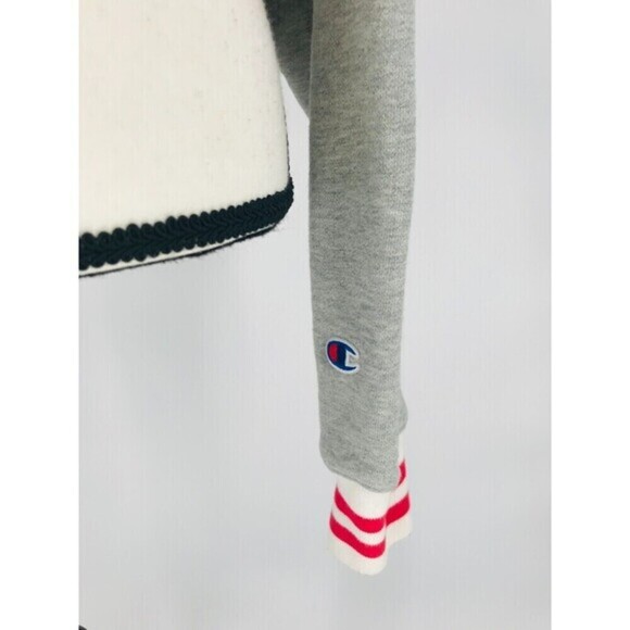 Champion Life Reverse Weave Yarn Dye Stripe Cropped V-Neck Sweatshirt‎ Women's S - Picture 6 of 12